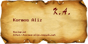Kormos Aliz névjegykártya